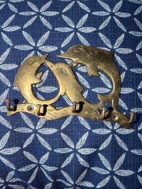 Eclectic Brass Dolphin Key Holder Nautical